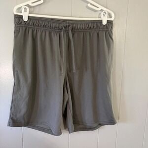 Athletic Works Mesh Gym Shorts Mens L Gray Elastic Waist Drawstring Pockets